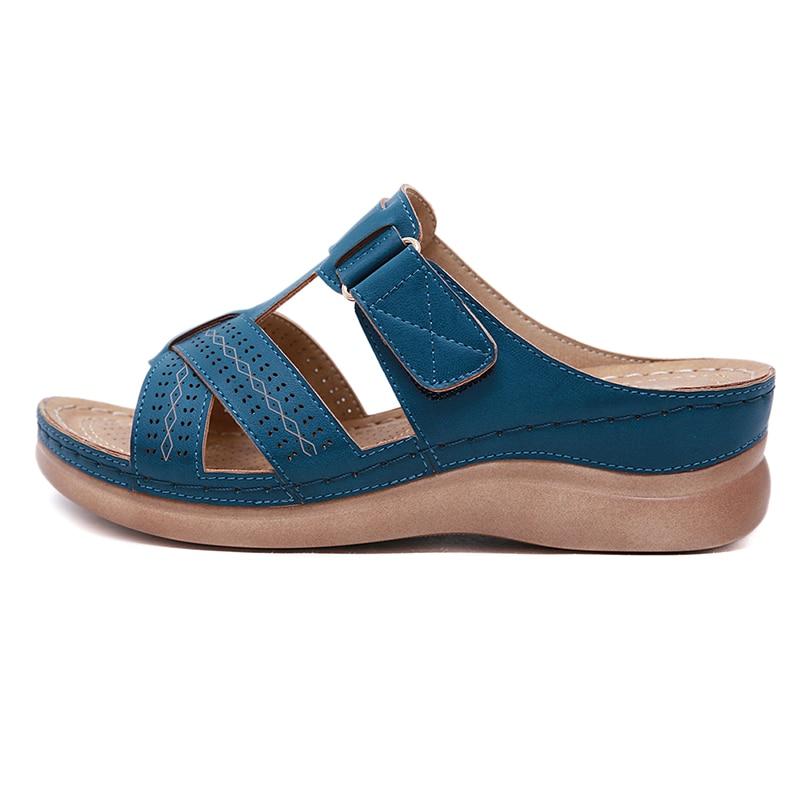 2020 Summer Women Premium Orthopedic Open Toe Sandals Vintage Anti-slip Breathable Leather Casual Female Platform Retro Shoes GreatEagleInc