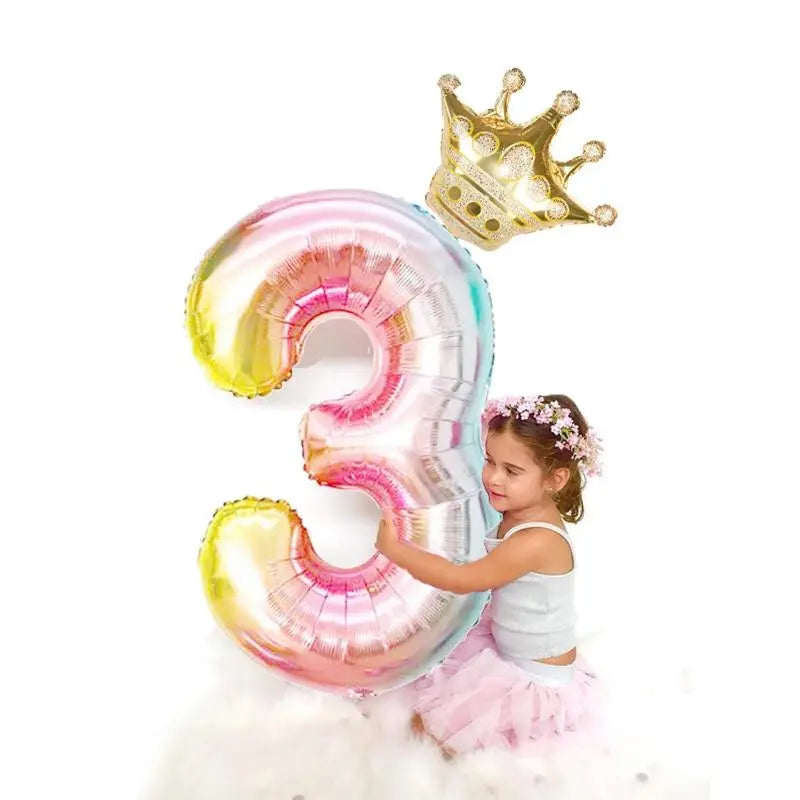 2pcs/lot 32inch Number Foil Balloons Digit air Ballon Kids Birthday Party Festival Party anniversary Crown Decor Supplies GreatEagleInc