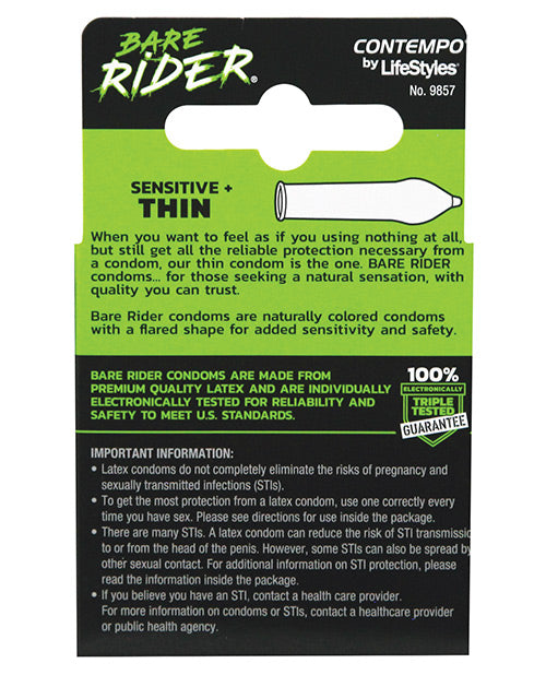 Contempo Bare Rider Thin Condom Pack - Pack Of 3 Paradise Marketing