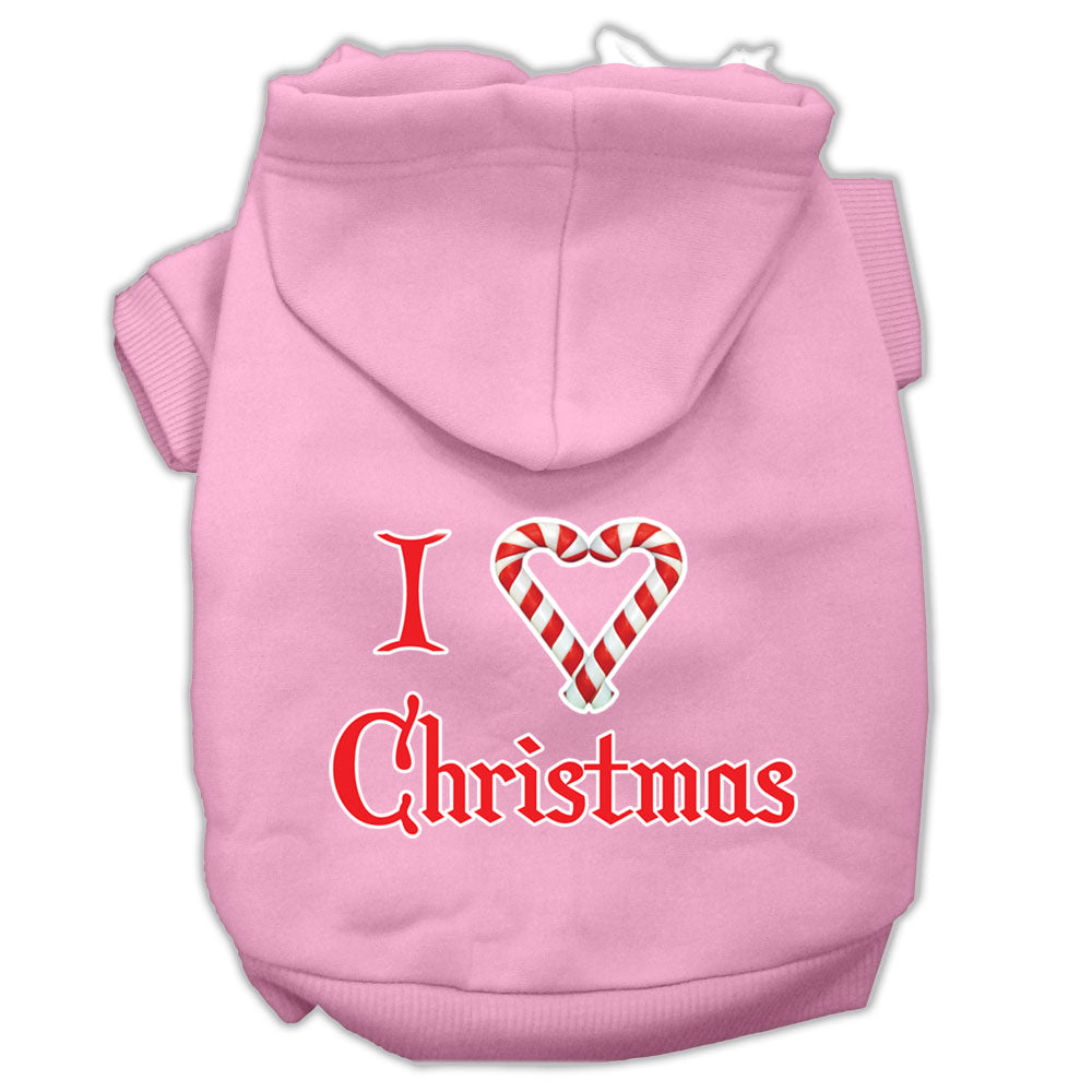 I Heart Christmas Screen Print Pet Hoodies Light Pink Size Xl GreatEagleInc