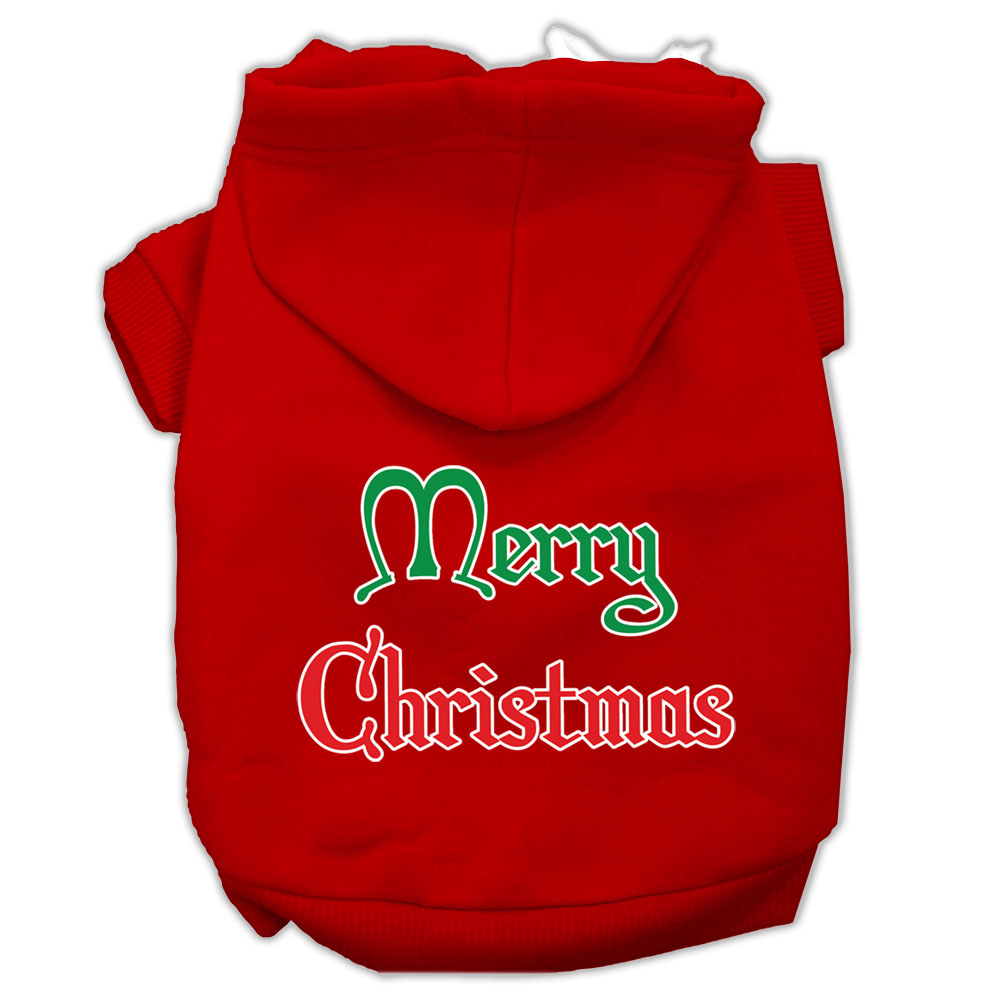 Merry Christmas Screen Print Pet Hoodies Red Size Xxl GreatEagleInc
