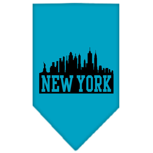 New York Skyline Screen Print Bandana Turquoise Large GreatEagleInc