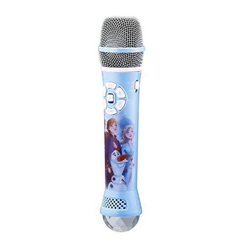 eKids Disney Frozen 2 Bluetooth Karaoke Microphone with LED Disco Party Lights, Portable Bluetooth Speaker Compatible with Siri Google Assistant eKids