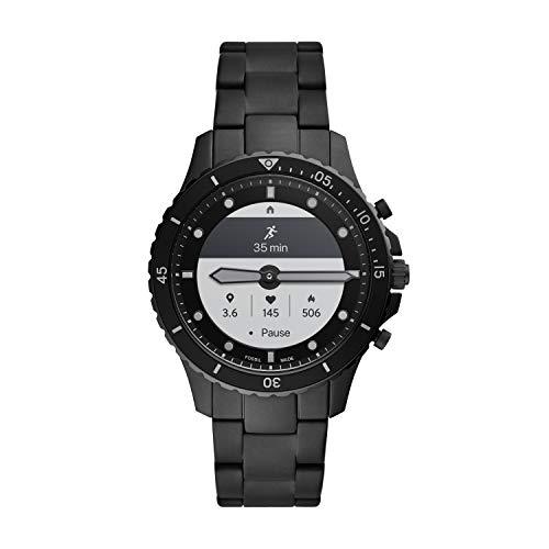 Fossil Men's 44MM FB-01 HR HR Heart Rate Stainless Steel Hybrid HR Smart Watch, Color: FB-01 - Black (Model: FTW7017) Fossil