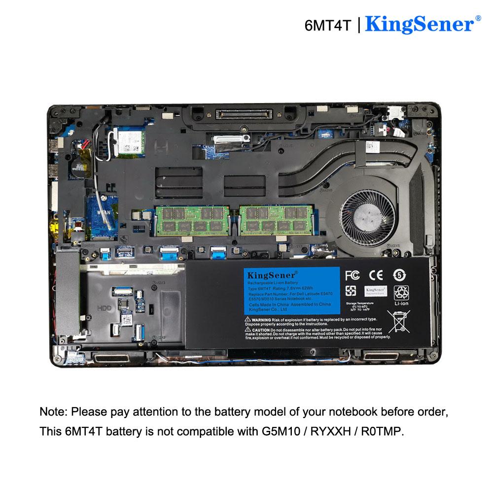 KingSener New 6MT4T Laptop Battery For Dell Latitude E5470 E5570 Notebook 15.6