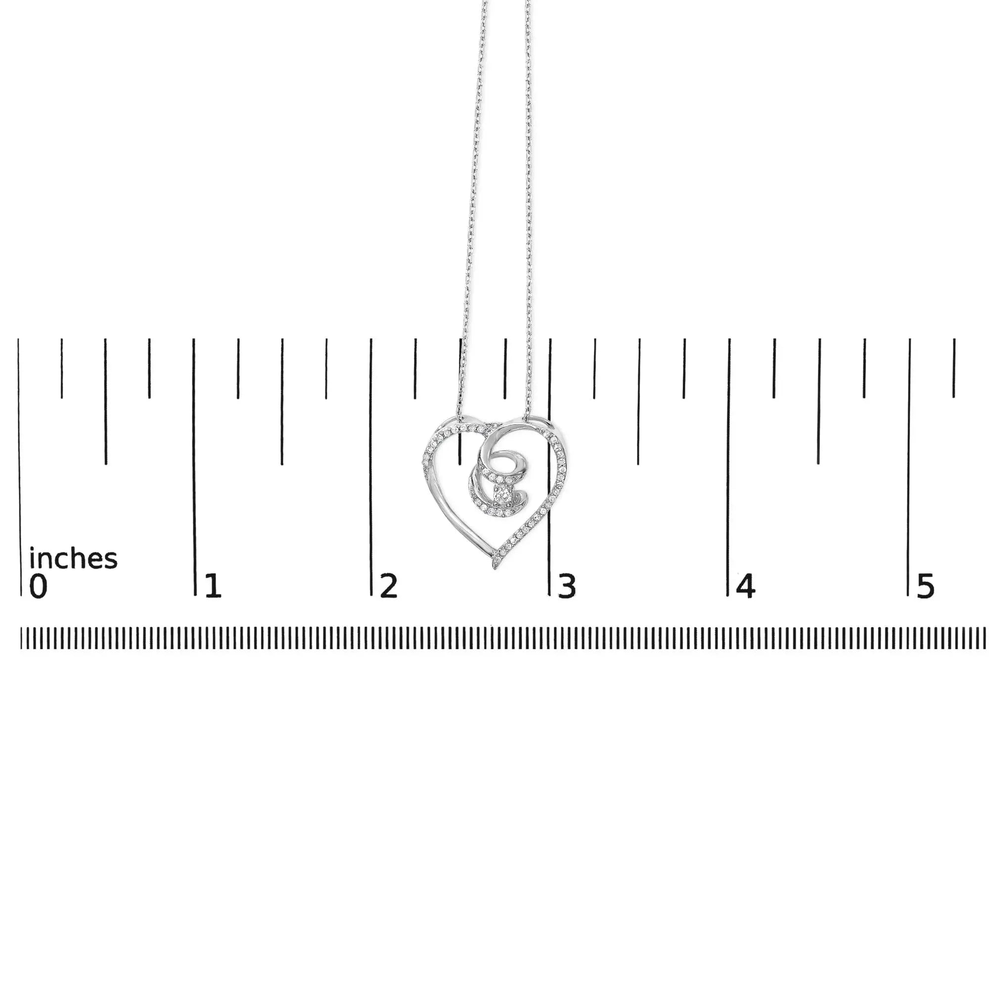 .925 Sterling Silver 1/4 Cttw Brilliant-Cut Diamond Open Heart Twisted Awareness Ribbon 18" Pendant Necklace (H-I Color, I1-I2 Clarity) Infinite Jewels