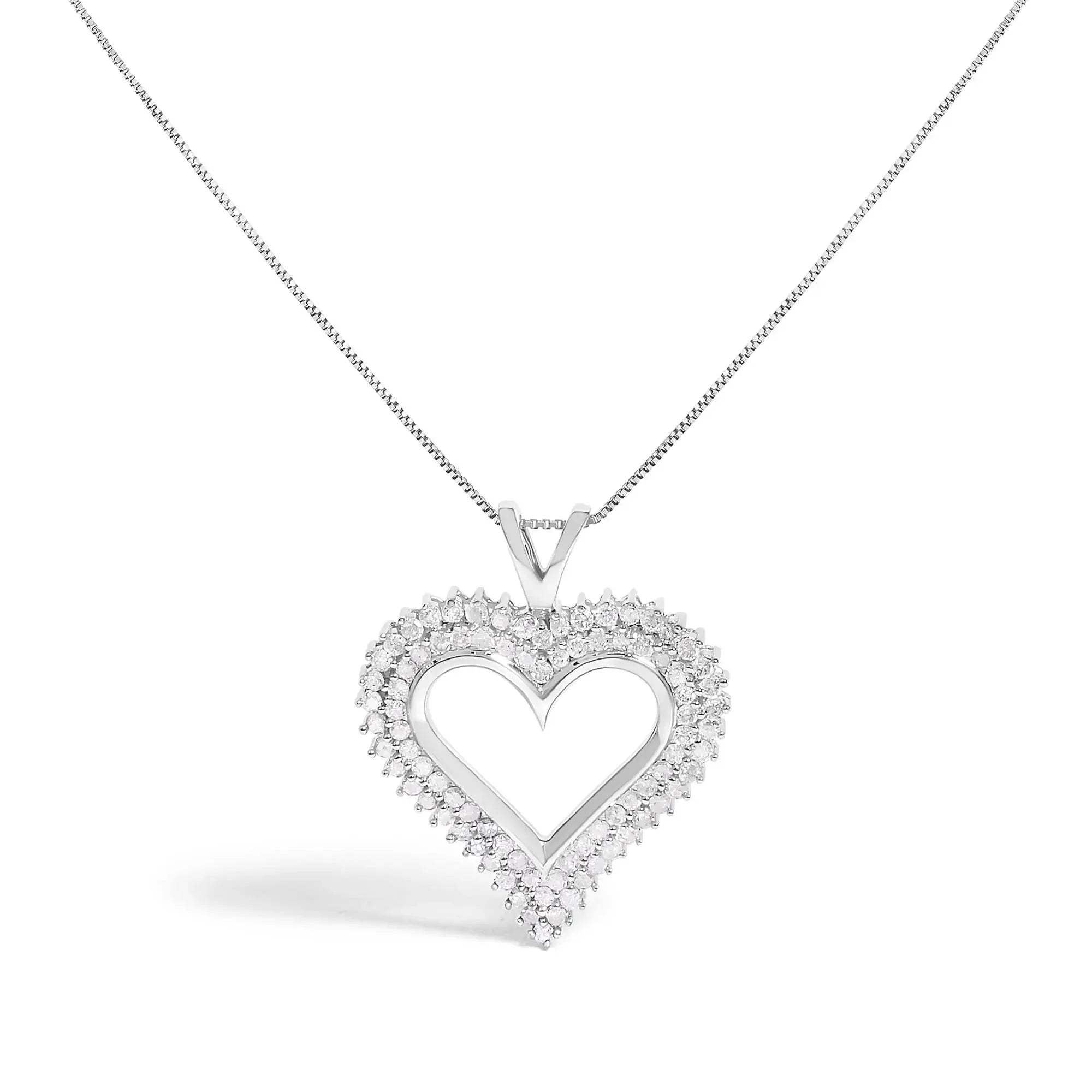 .925 Sterling Silver Diamond Heart 18" Pendant Necklace (I-J Color, I2-I3 Clarity) Infinite Jewels