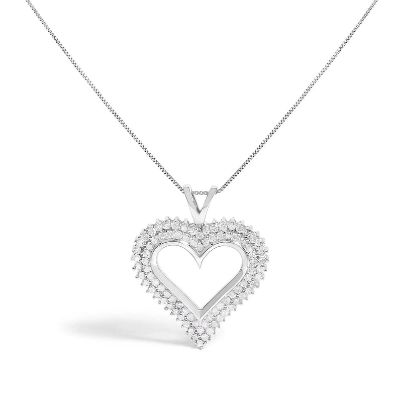 .925 Sterling Silver Diamond Heart 18" Pendant Necklace (I-J Color, I2-I3 Clarity) Infinite Jewels