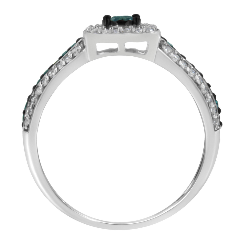 .925 Sterling Silver Treated Blue Miracle-Set Diamond Engagement Ring (1/2 Cttw, J-K Color, I1-I2 Clarity) Luxcom