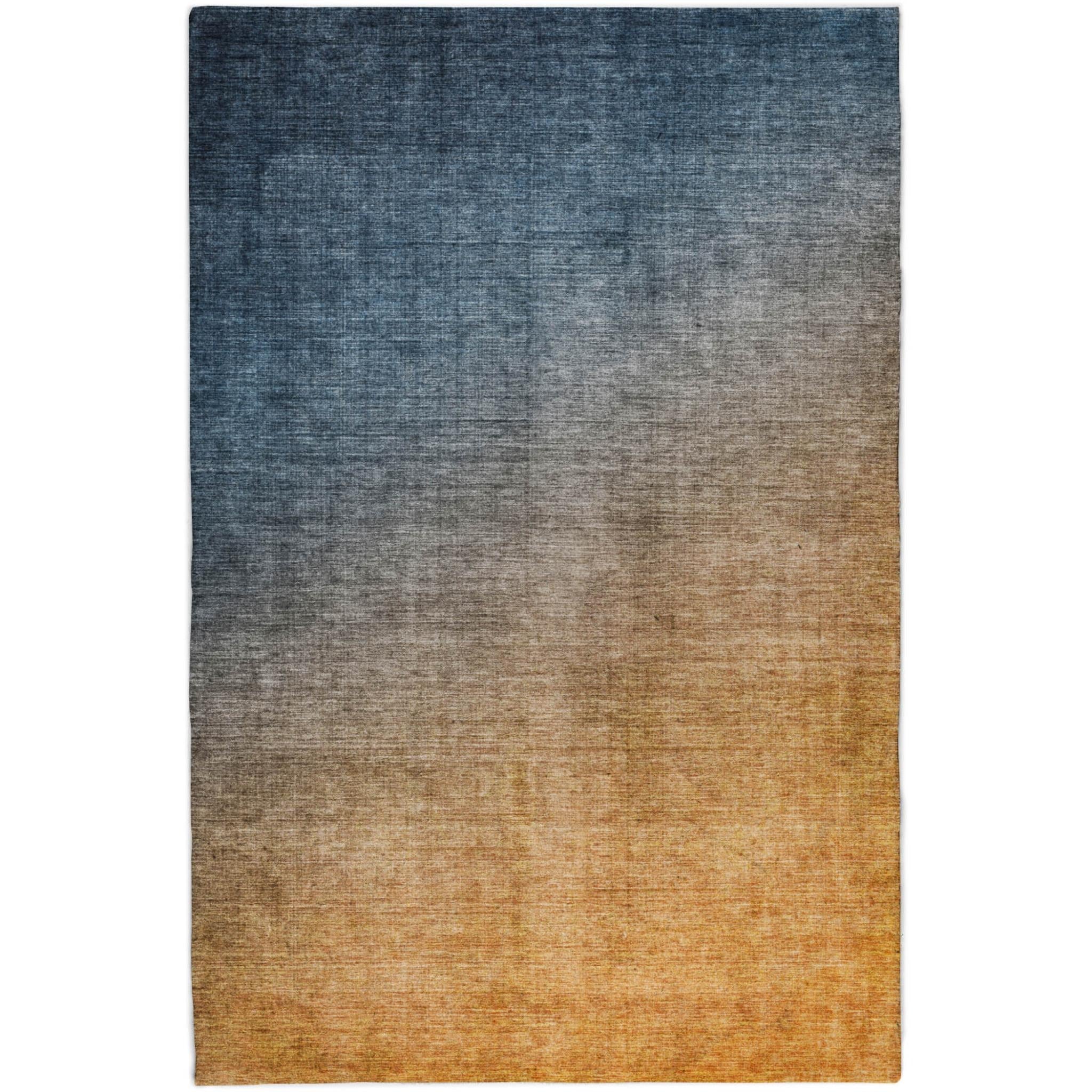 10' X 14' Navy Blue And Blue Ombre Shag Washable Area Rug With UV Protection - Home & Garden