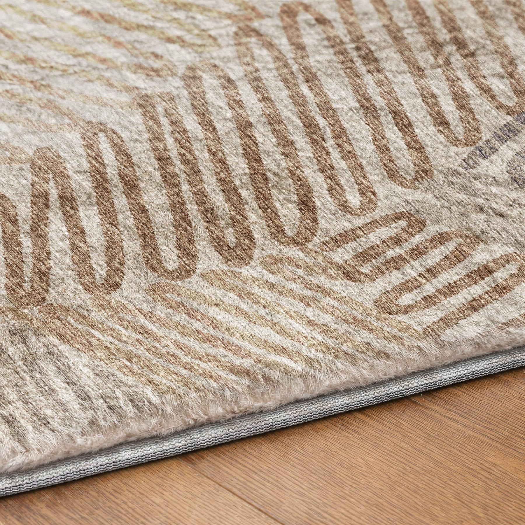 10' X 14' Gray And Brown Striped Shag Washable Area Rug With UV Protection - Home & Garden