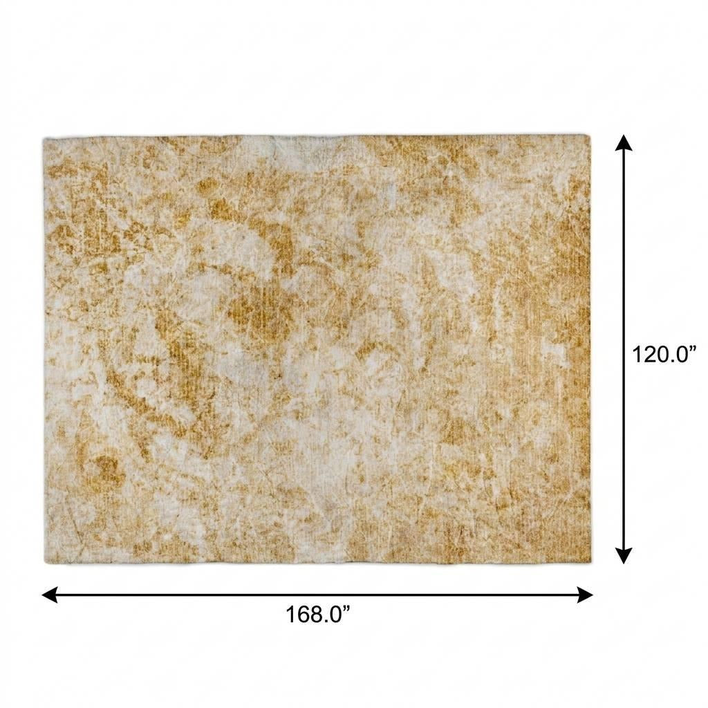 10' X 14' Beige And Ivory Abstract Shag Washable Area Rug With UV Protection - Home & Garden
