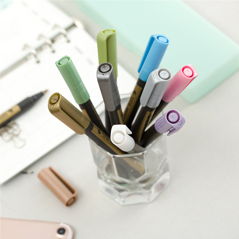 Art Marker Set Metal 10 Colors Medium Pen Metallic For DIY Photo Album Signature Liquid-ink Round Supplies Permanent Plastic