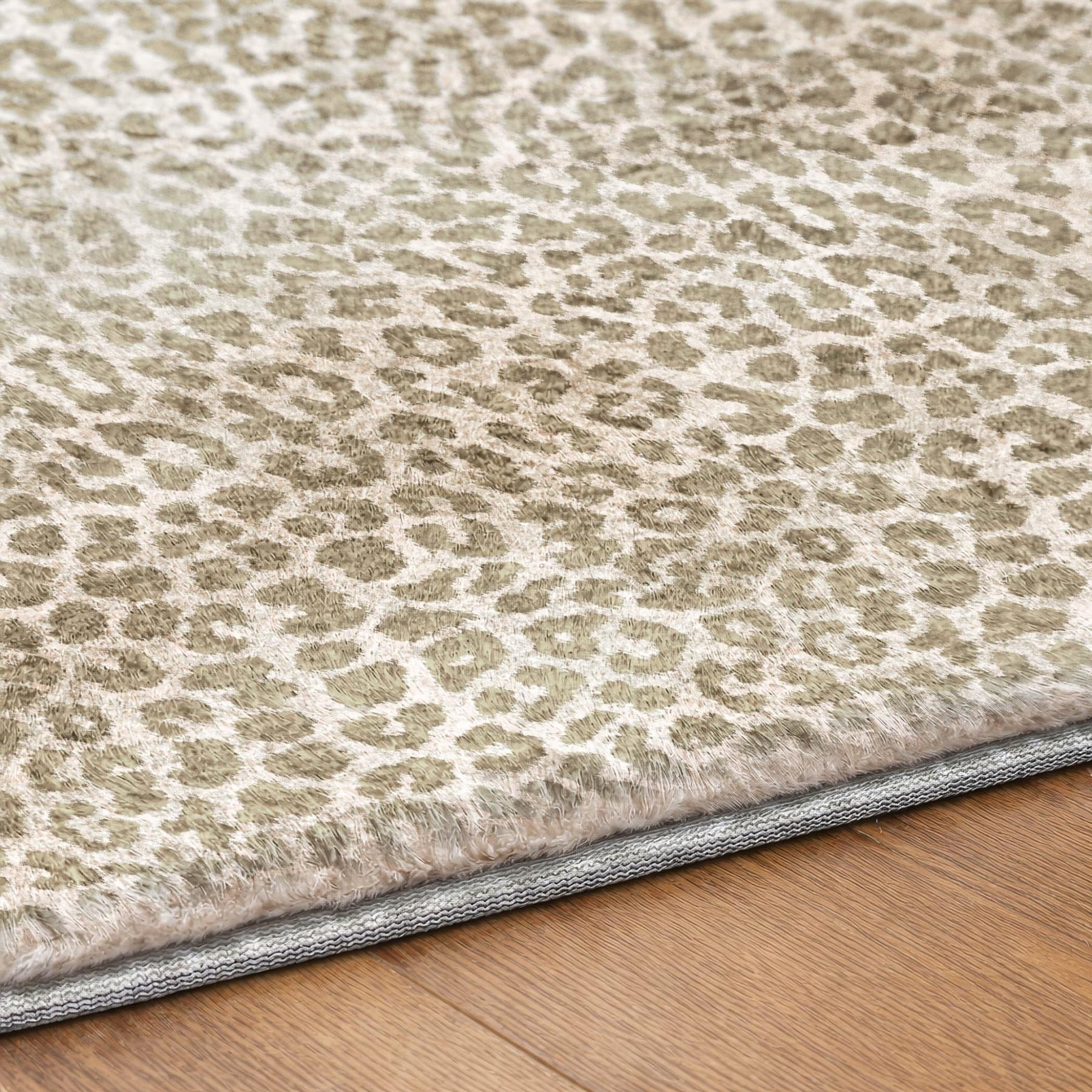 10' X 14' Taupe And Gray Animal Print Shag Washable Area Rug With UV Protection - Home & Garden