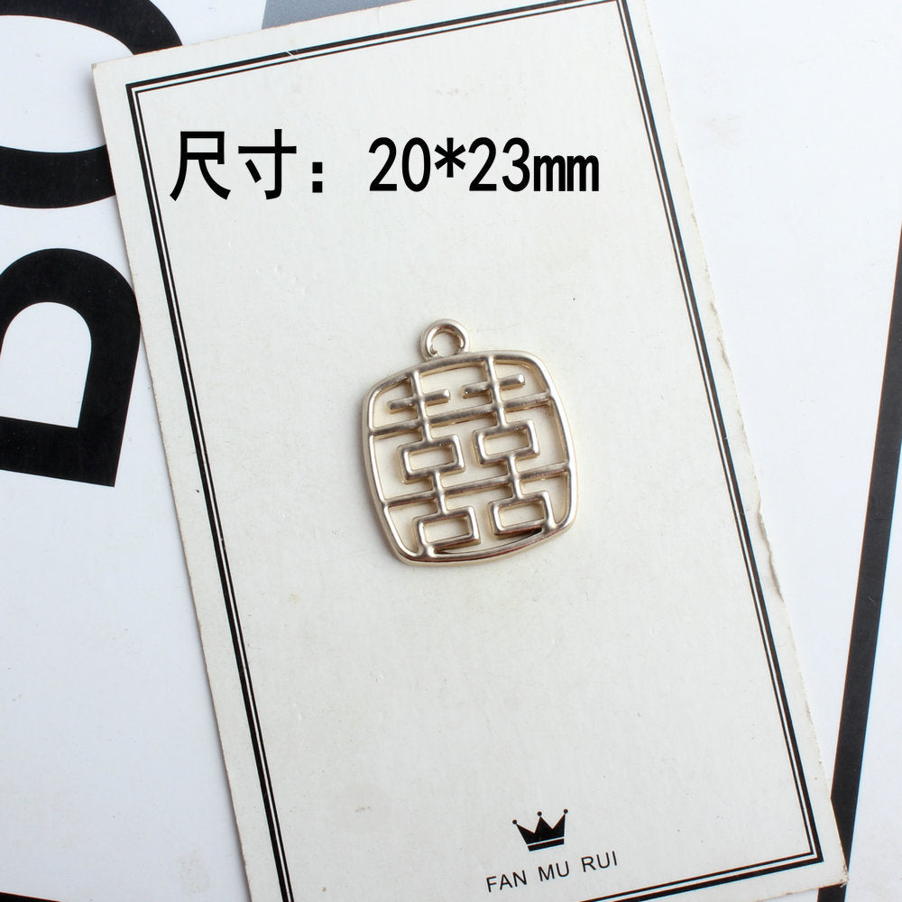 DIY enamel Double happiness Chinese knot charms for Earrings Necklace Pendant handmade jewelry making jewellery material 2