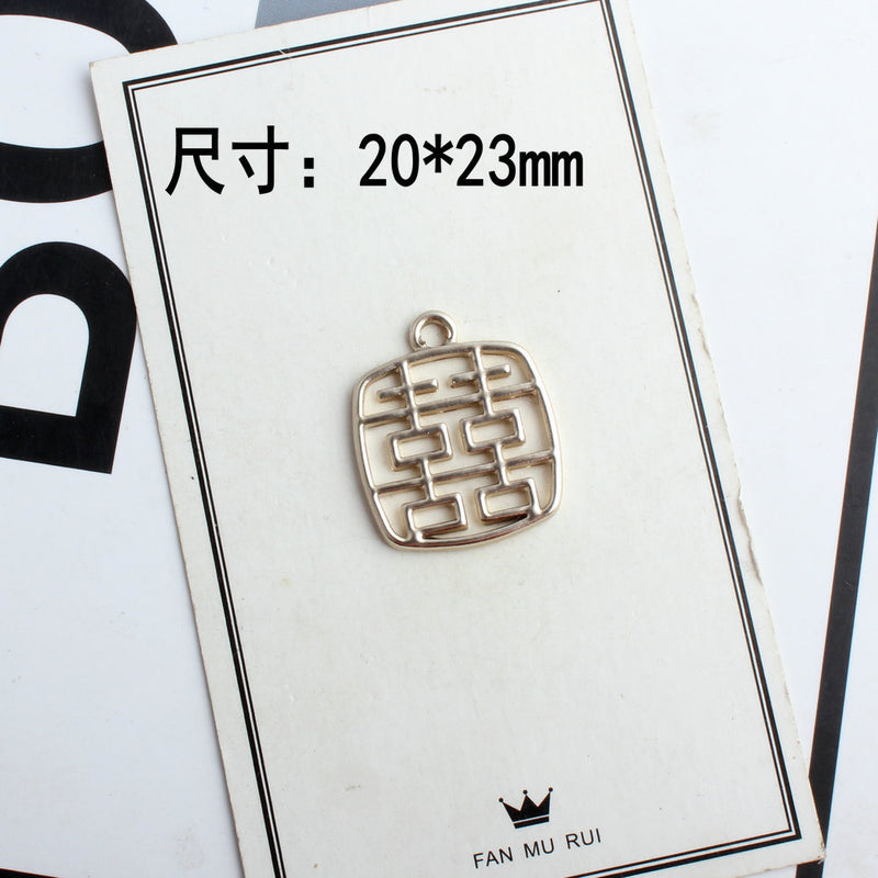 DIY enamel Double happiness Chinese knot charms for Earrings Necklace Pendant handmade jewelry making jewellery material 2