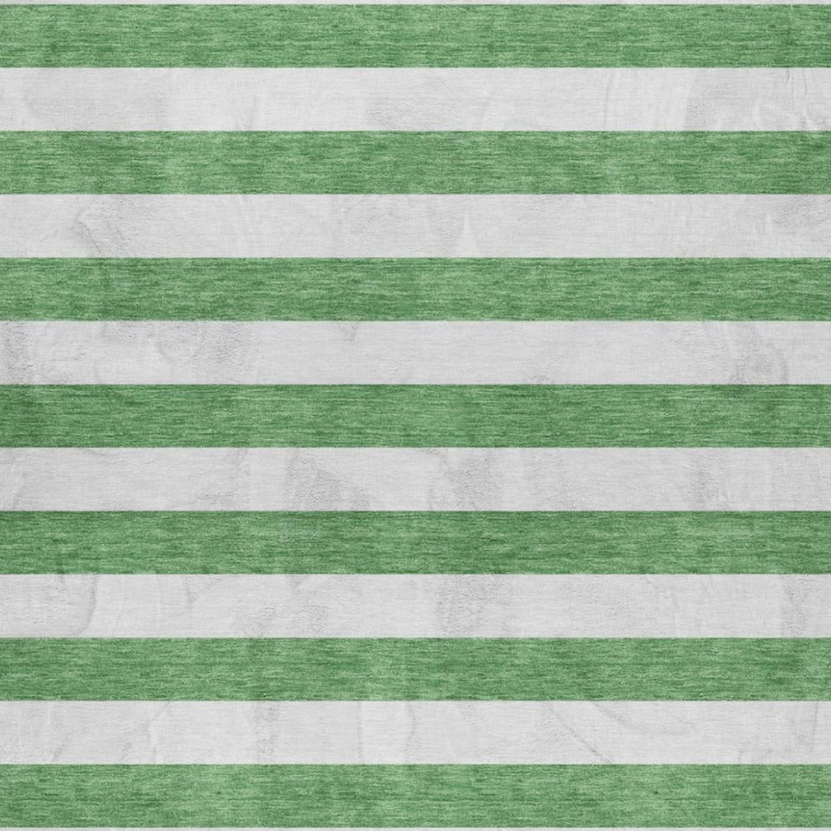 5' X 8' Green And Ivory Striped Shag Washable Area Rug With UV Protection - Home & Garden