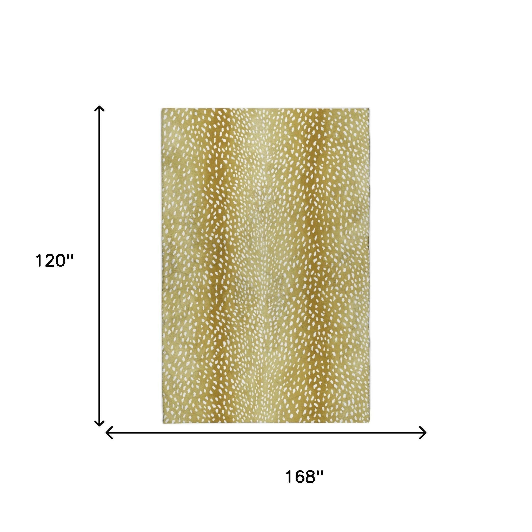 10' X 14' Gold And Silver Animal Print Shag Washable Area Rug With UV Protection - Home & Garden