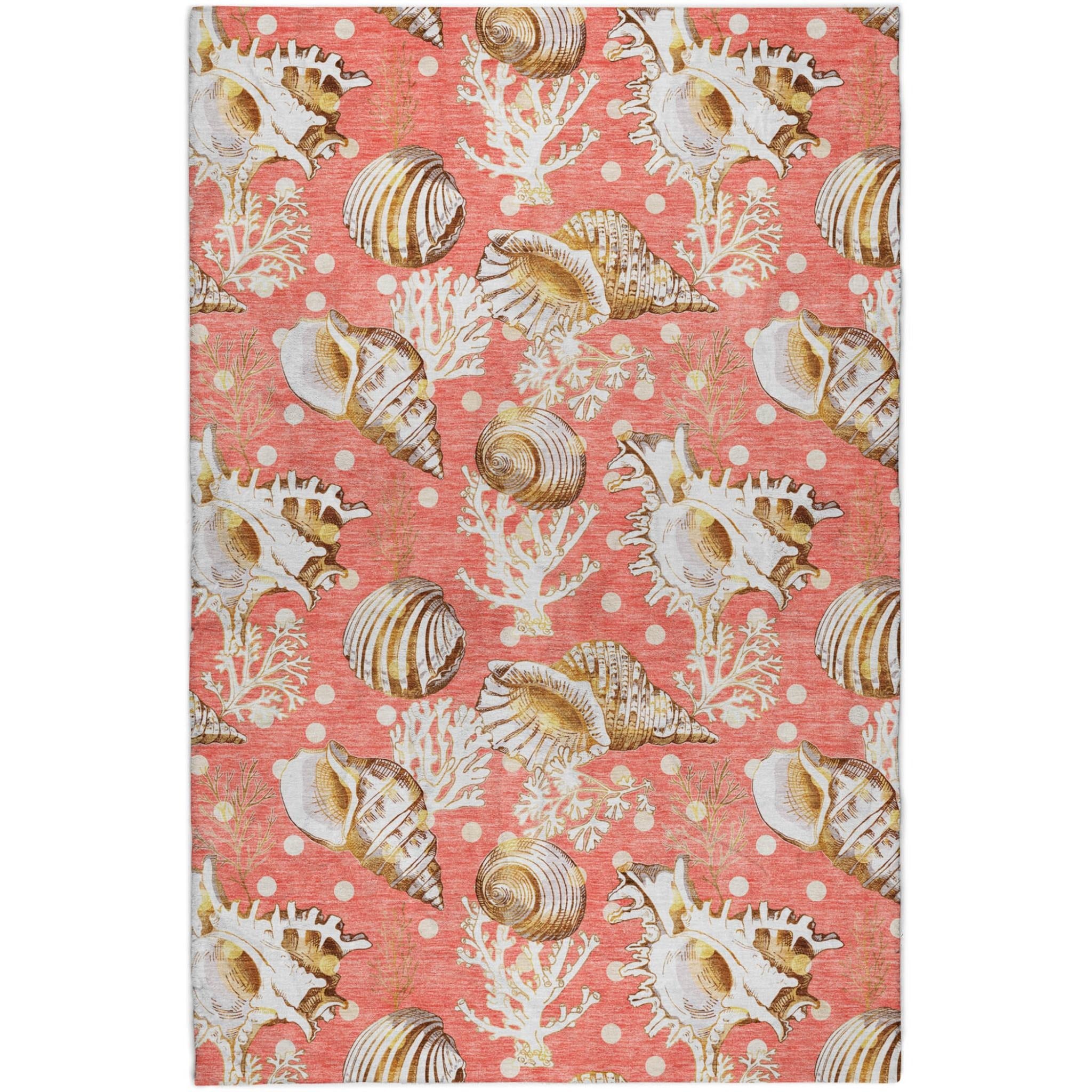 10' X 14' Peach And Chocolate Animal Print Shag Washable Area Rug With UV Protection - Home & Garden