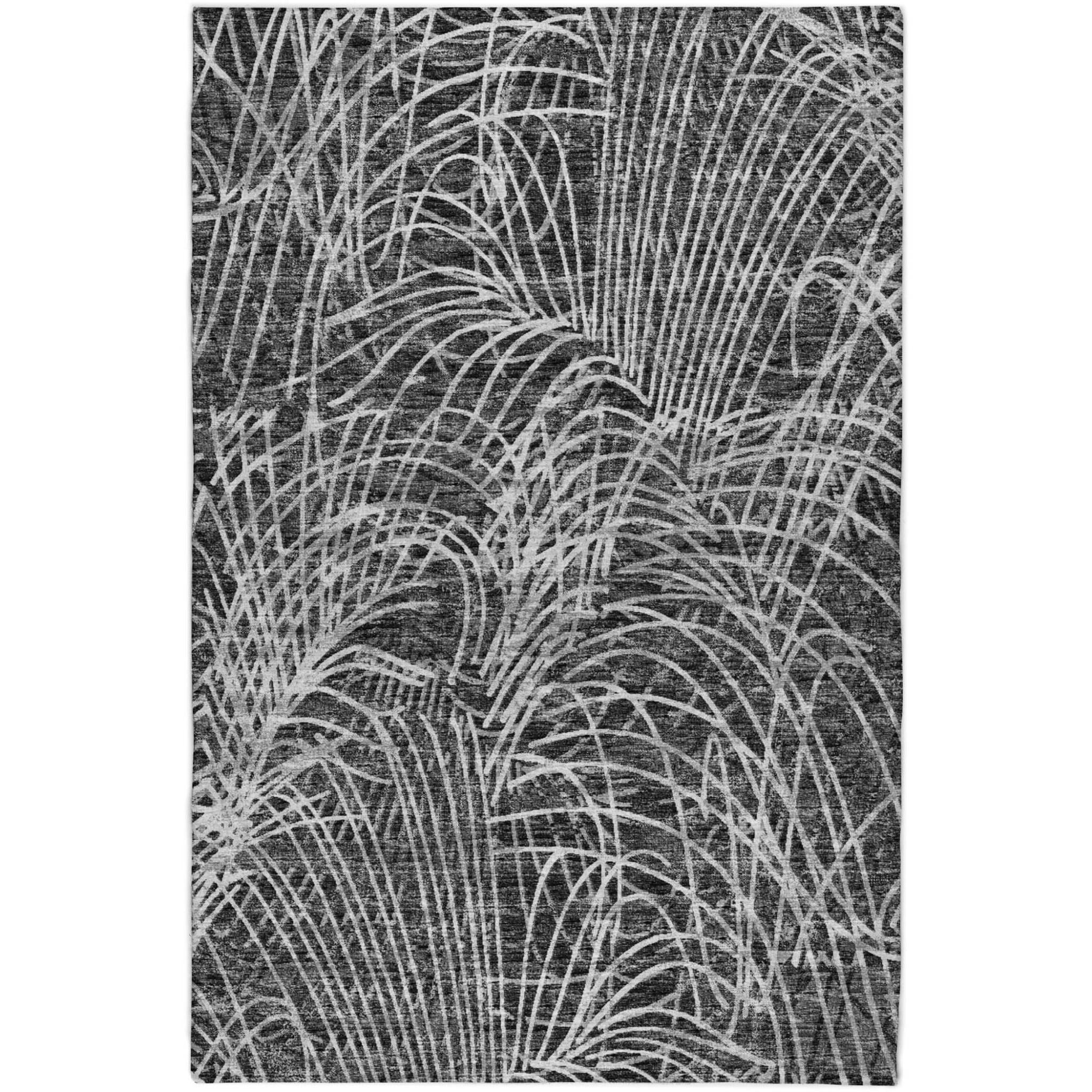 8' X 10' Charcoal And Gray Abstract Shag Washable Area Rug With UV Protection - Home & Garden