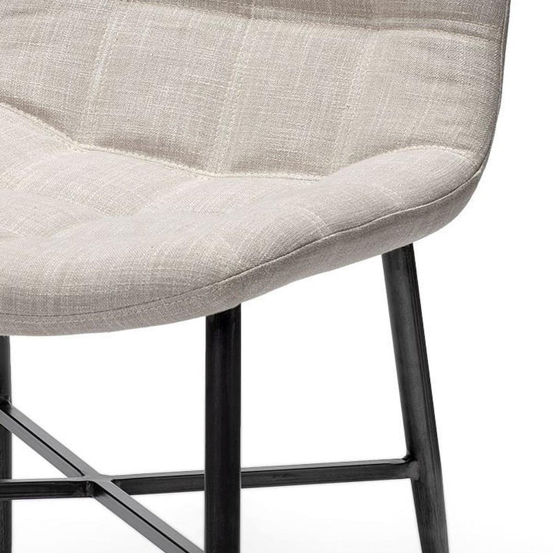 Set Of Two White And Black Upholstered Fabric Open Back Side Chairs - Kitchen & Dining