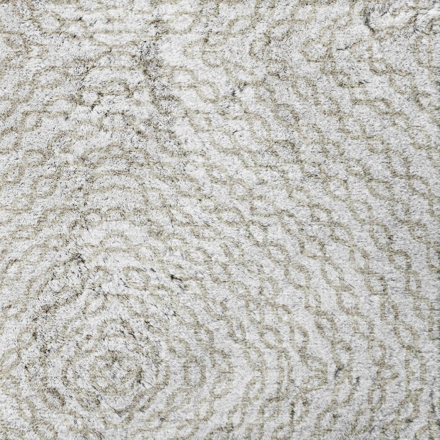 10' X 14' Linen And Taupe Abstract Shag Washable Area Rug With UV Protection - Home & Garden