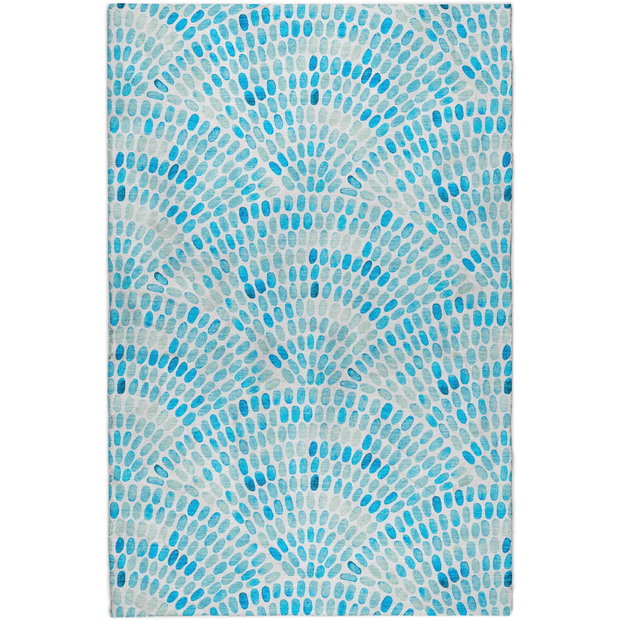 10' X 14' Aqua And Cobalt Geometric Shag Washable Area Rug With UV Protection - Home & Garden