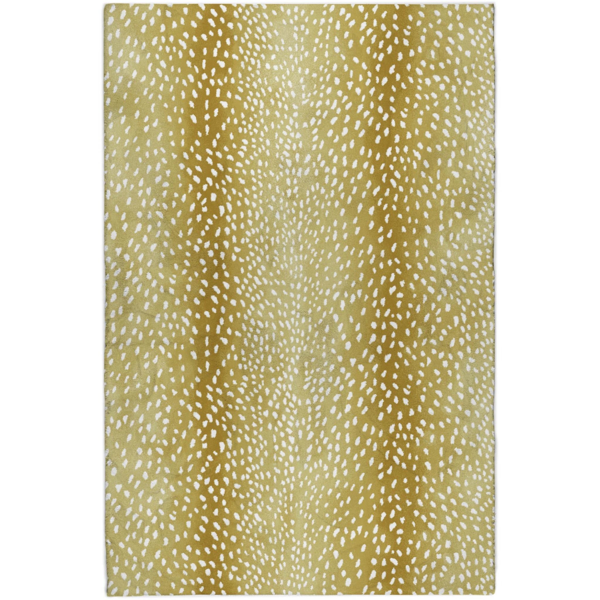 10' X 14' Gold And Silver Animal Print Shag Washable Area Rug With UV Protection - Home & Garden