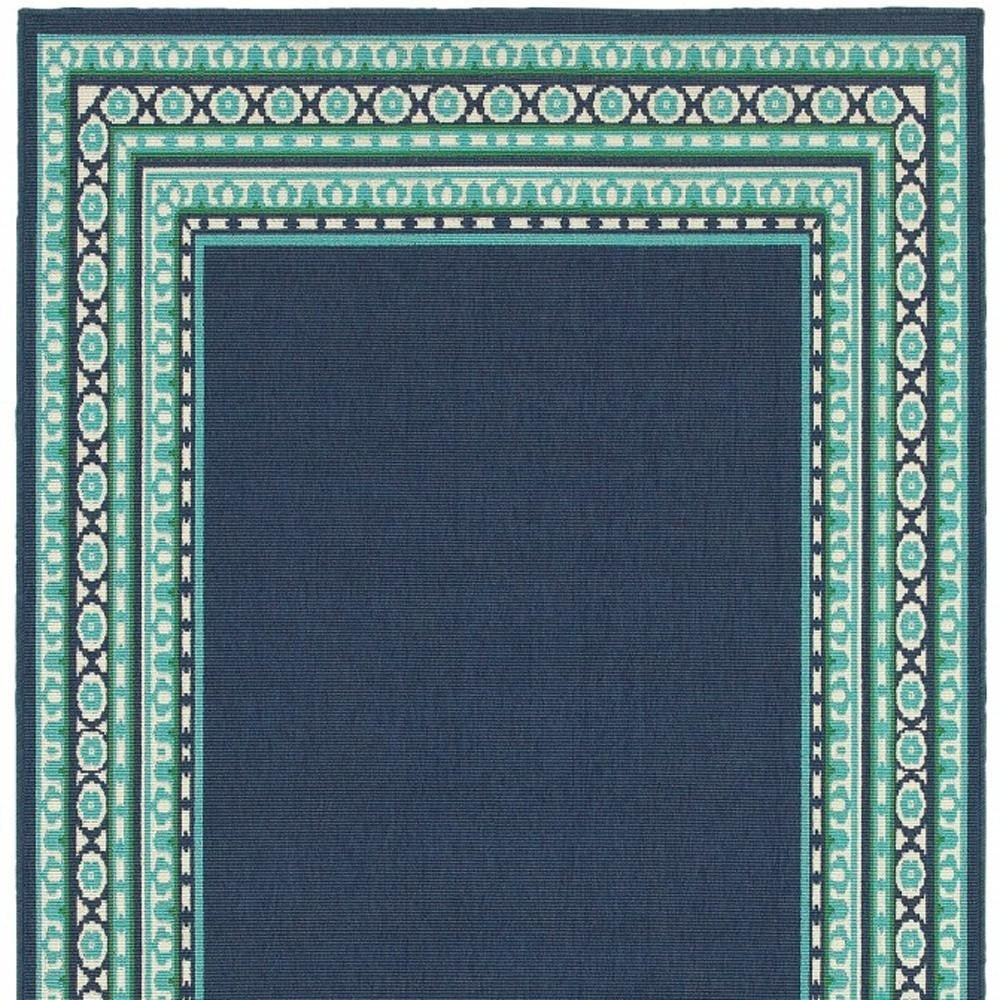 7' X 10' Blue and Green Indoor Outdoor Area Rug - Outdoor
