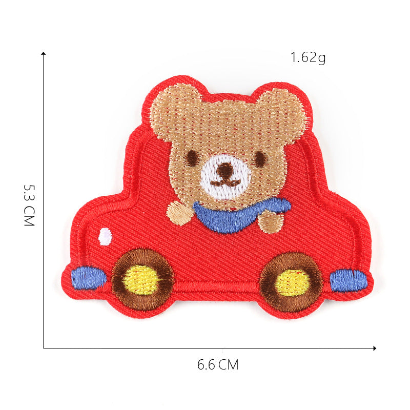 Embroidered patch cartoon animal bear flower DIY children's clothing accessories sewing ironing patch stickers jewelry patch 10