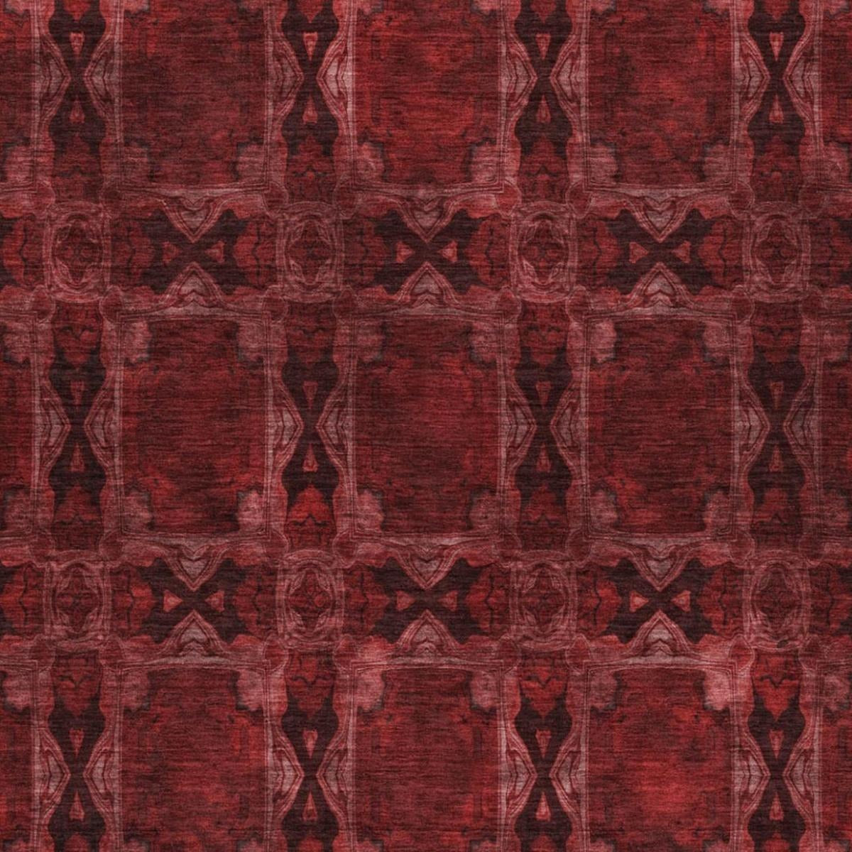 10' X 14' Burgundy And Red Geometric Shag Washable Area Rug With UV Protection - Home & Garden