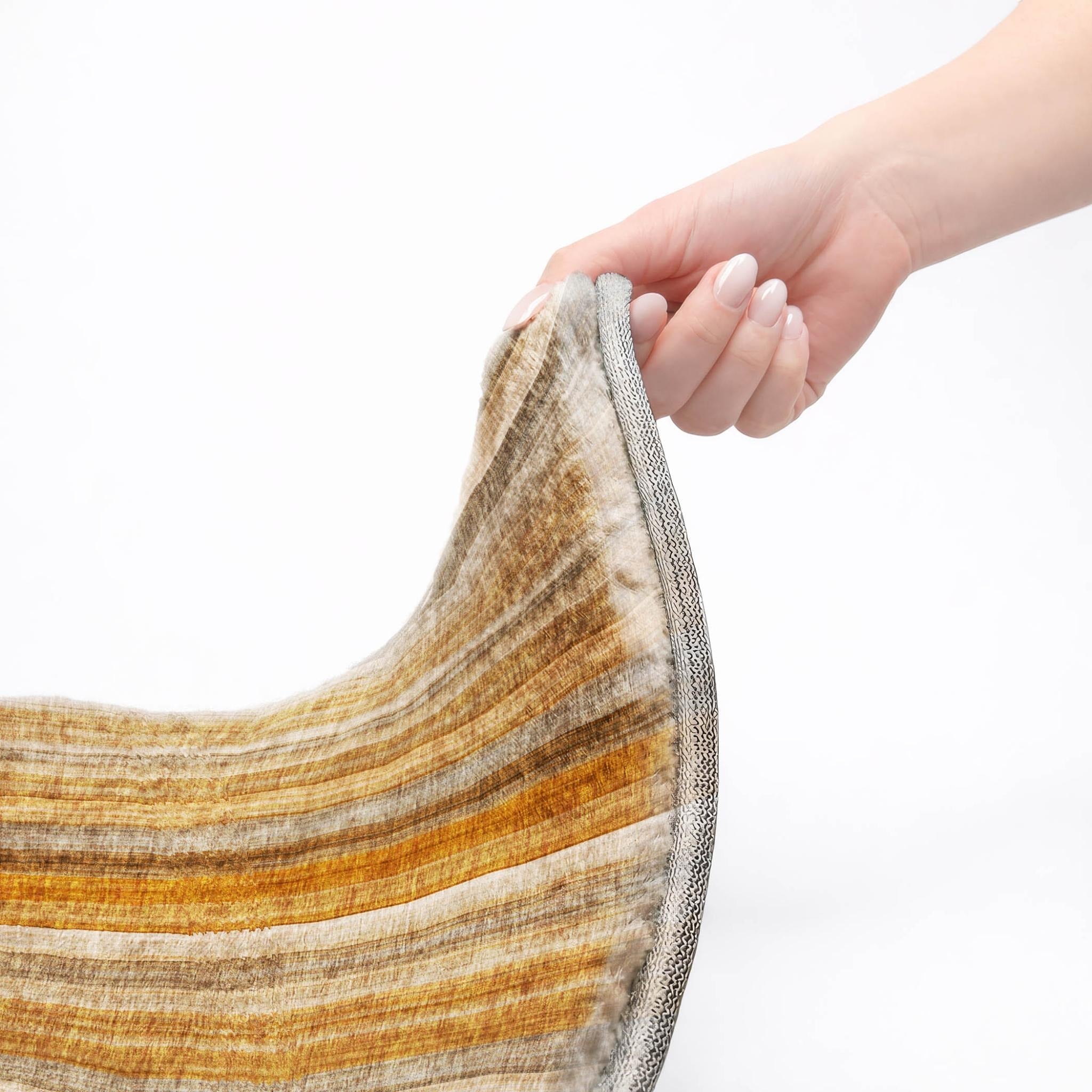 10' X 14' Orange And Gray Striped Shag Washable Area Rug With UV Protection - Home & Garden