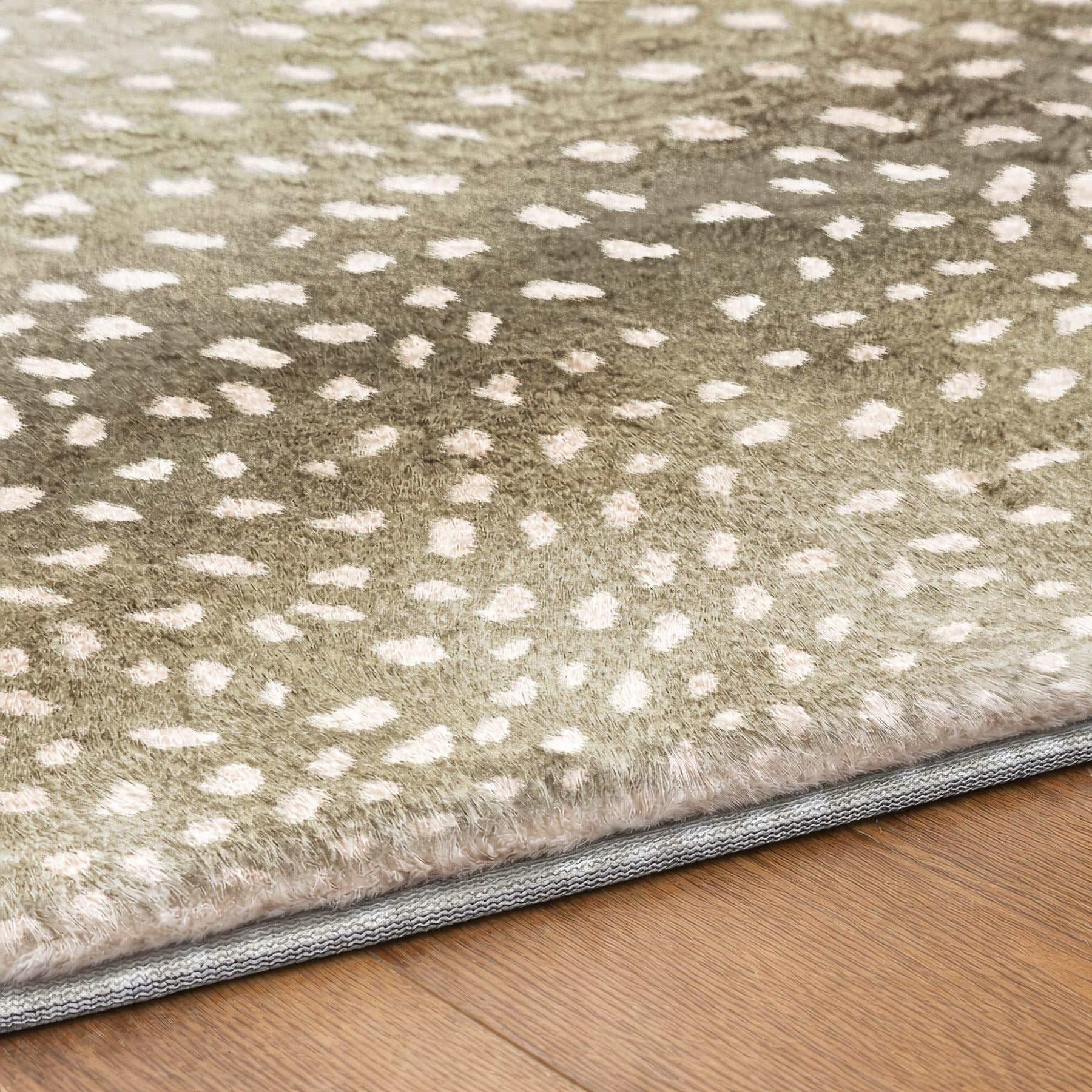 10' X 14' Fawn And Silver Animal Print Shag Washable Area Rug With UV Protection - Home & Garden
