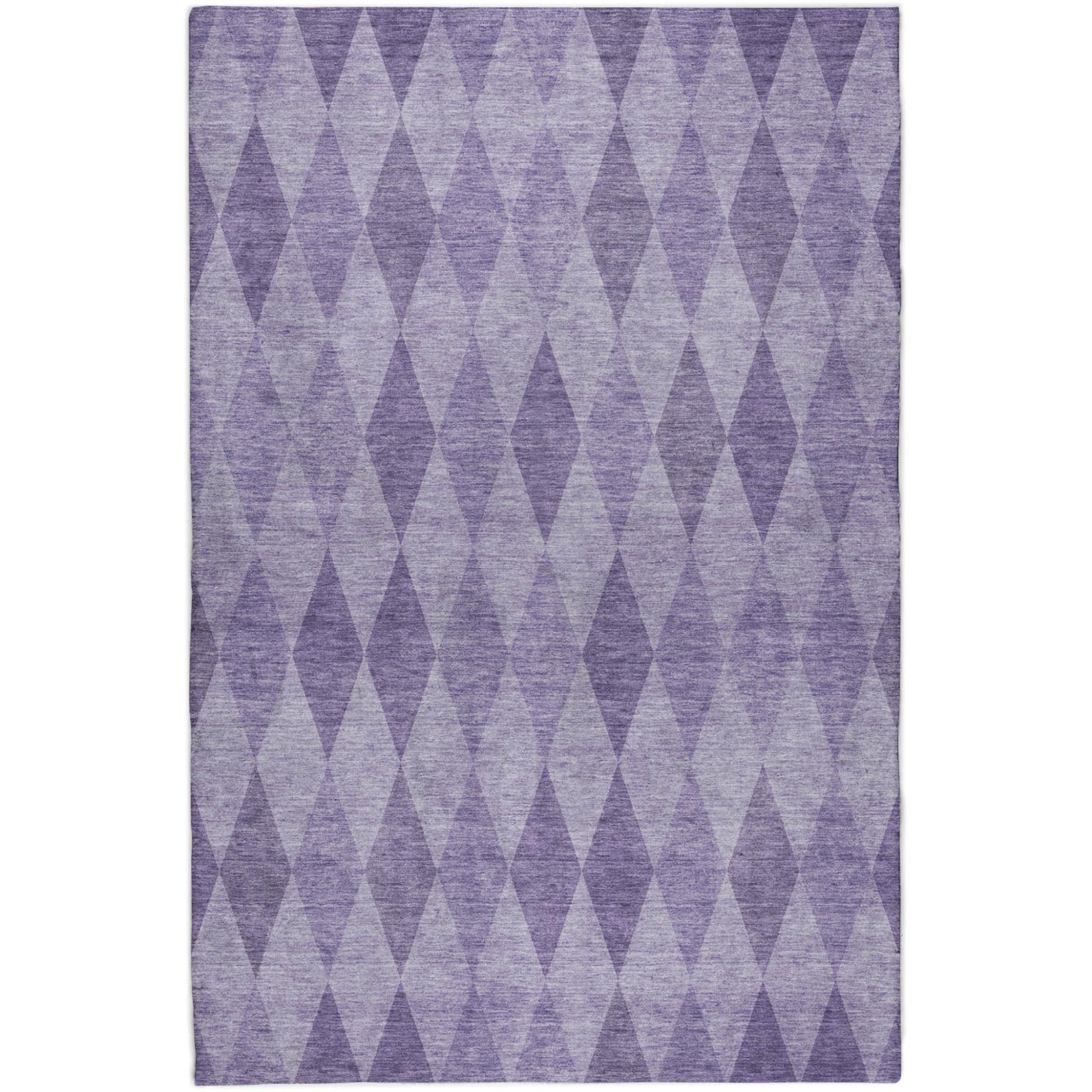3' X 5' Purple And Lavender Geometric Shag Washable Area Rug With UV Protection - Home & Garden