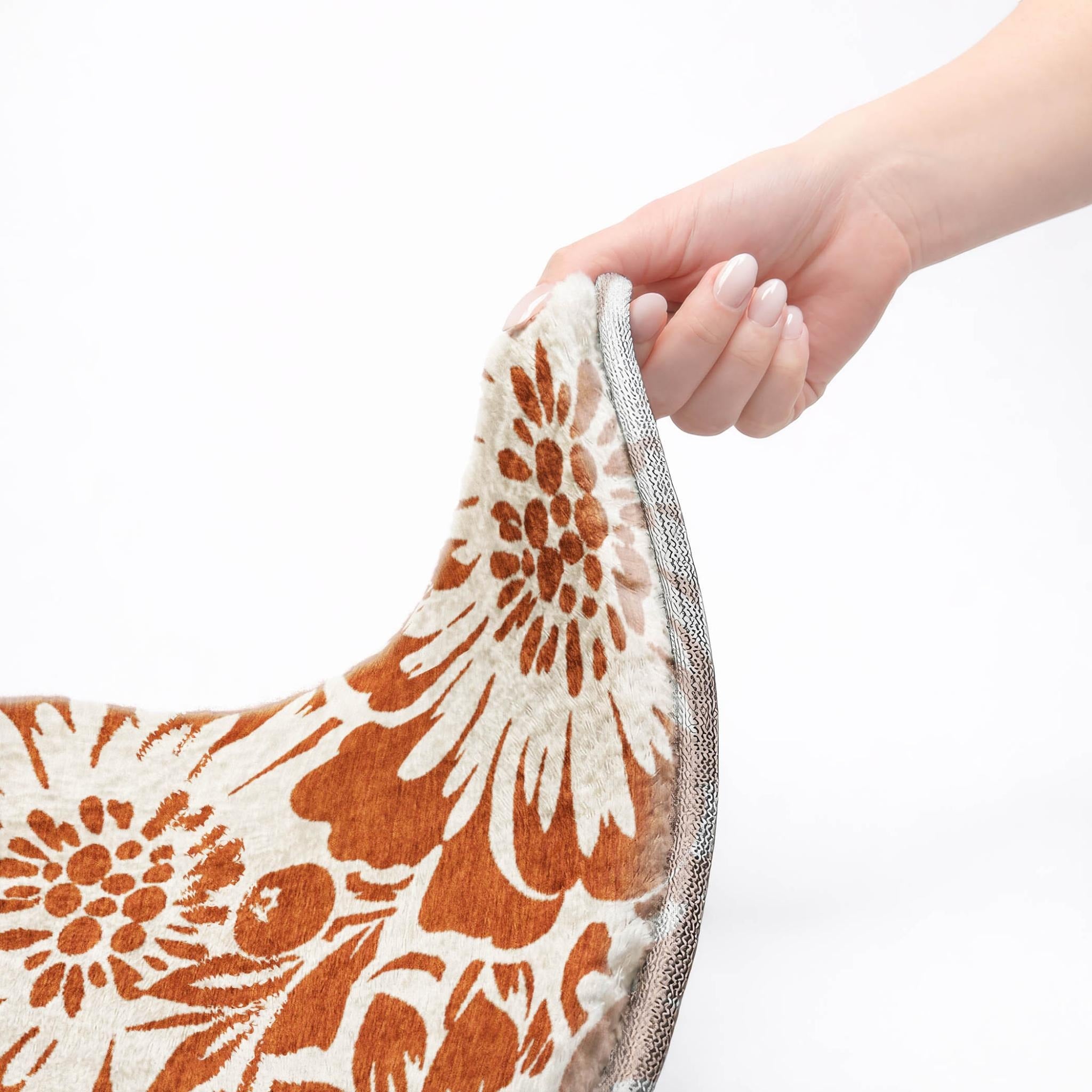 10' X 14' Orange And Ivory Floral Shag Washable Area Rug With UV Protection - Home & Garden
