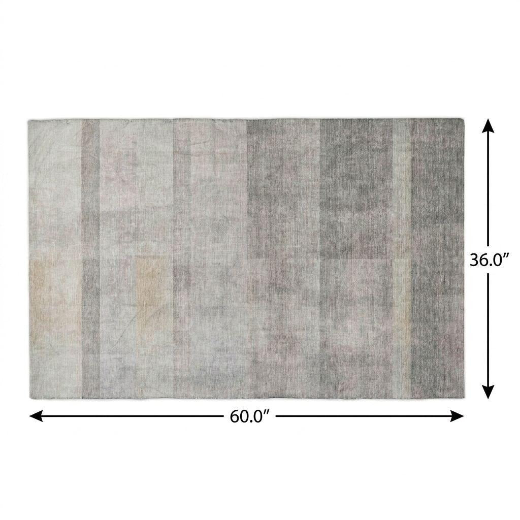 3' X 5' Taupe And Gray Geometric Shag Washable Area Rug With UV Protection - Home & Garden