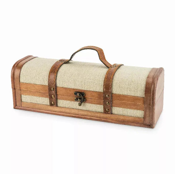1-Bottle Vintage Striped Trunk Wine Box By Twine True Brands