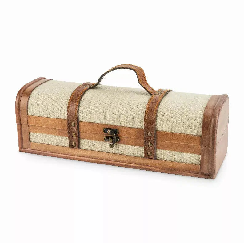 1-Bottle Vintage Striped Trunk Wine Box By Twine True Brands