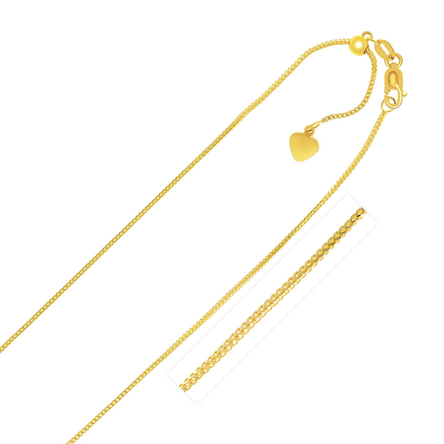 14k Yellow Gold Adjustable Franco Chain 0.9mm - 22" - Jewelry