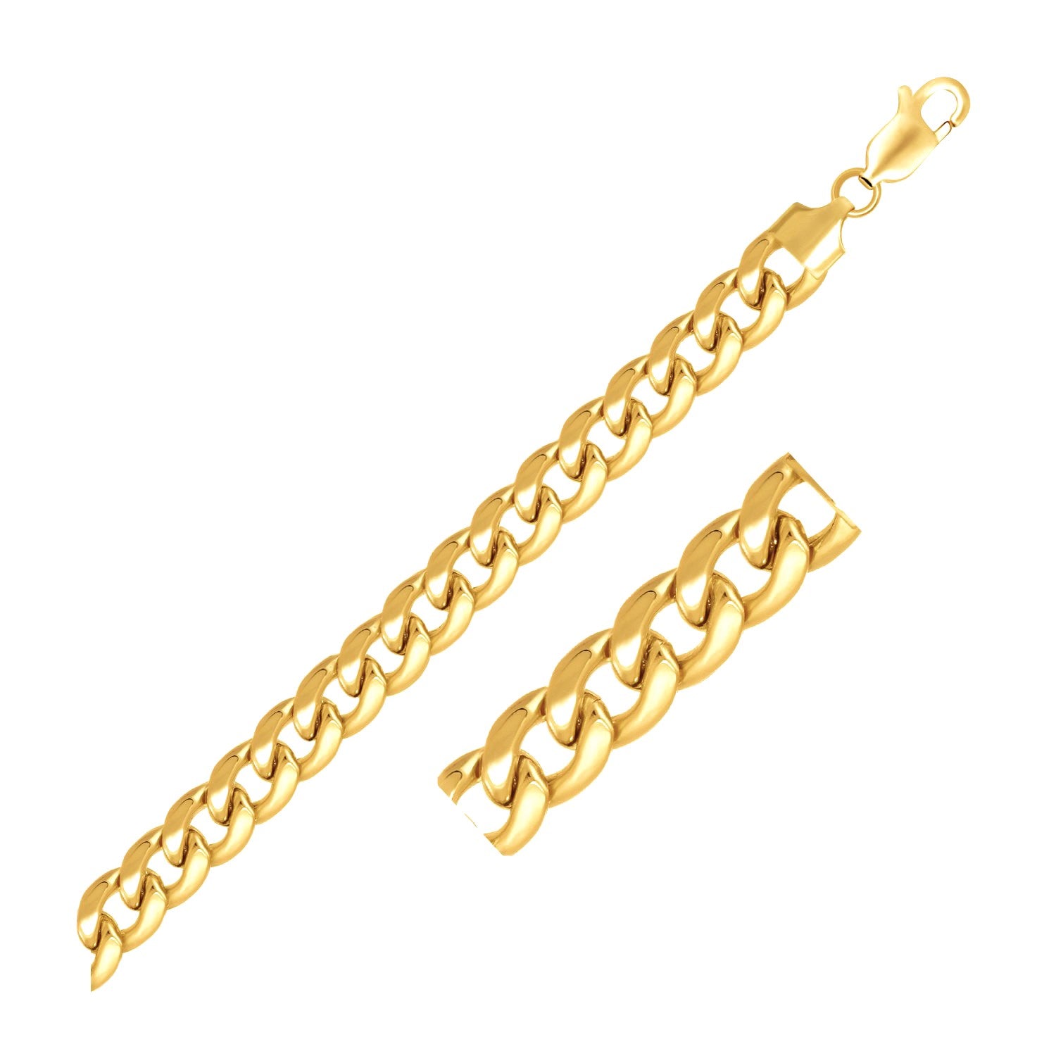 8.0mm 10k Yellow Gold Light Miami Cuban Bracelet - 8.5" - Jewelry