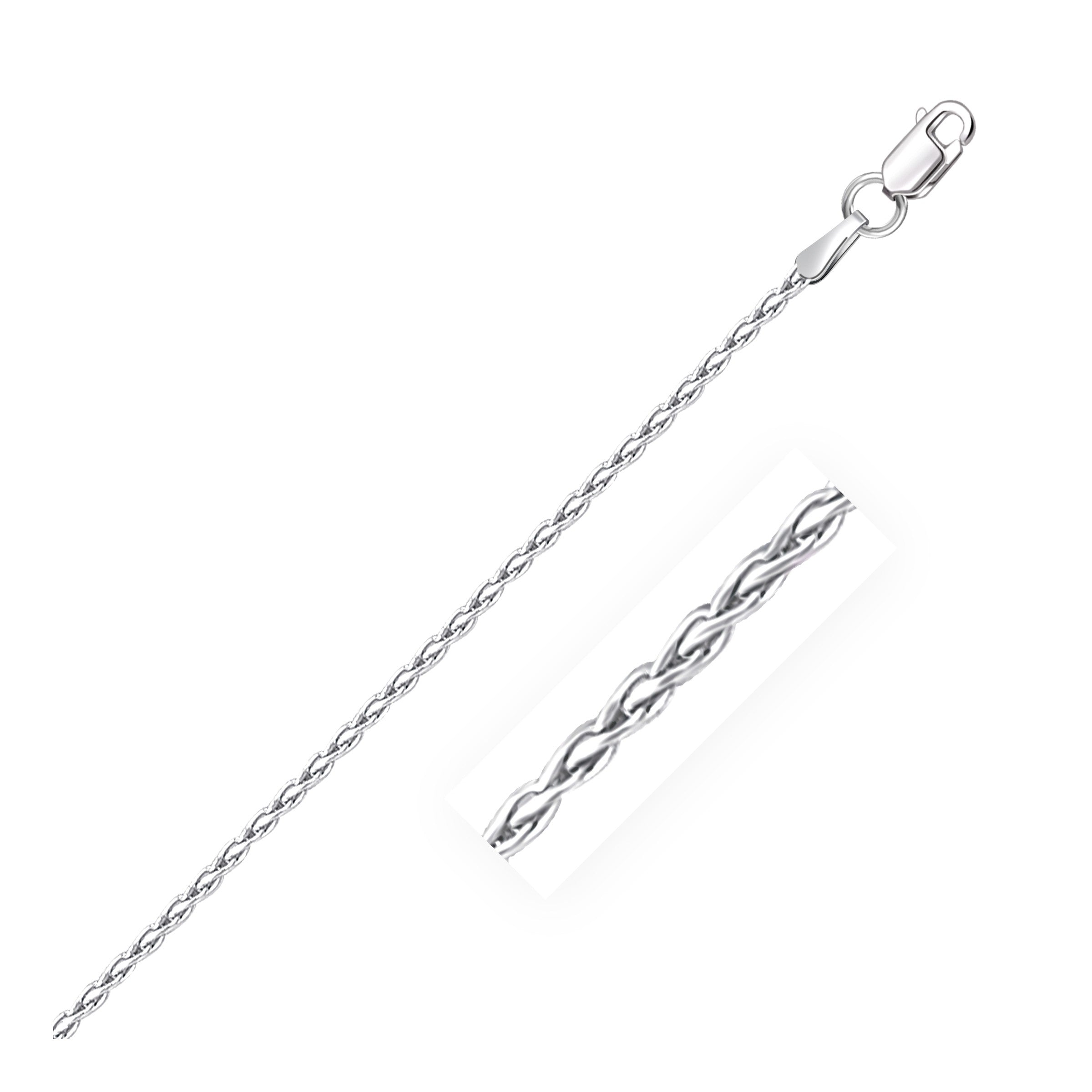 14k White Gold Round Wheat Chain 1.5mm - 18" - Jewelry