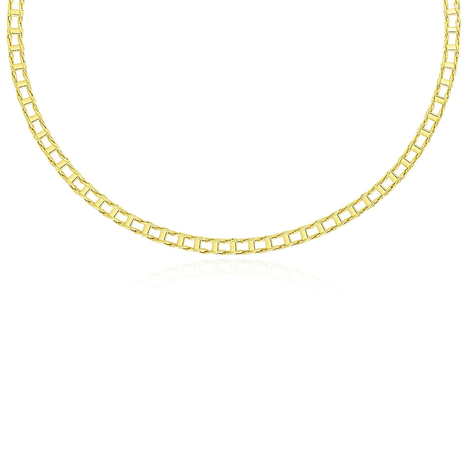 14k Yellow Gold Men's Necklace with Track Design Links - 20" - Jewelry