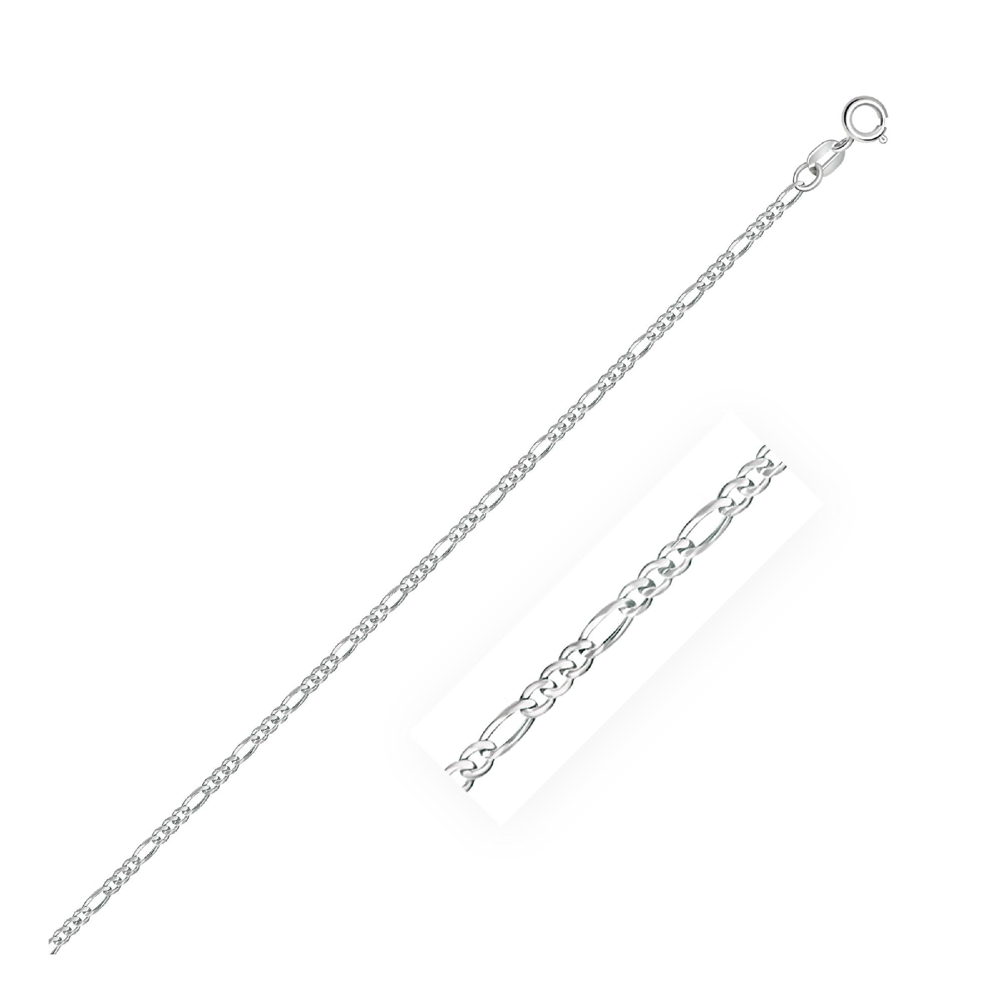 14k White Gold Solid Figaro Chain 1.9mm - 18" - Jewelry