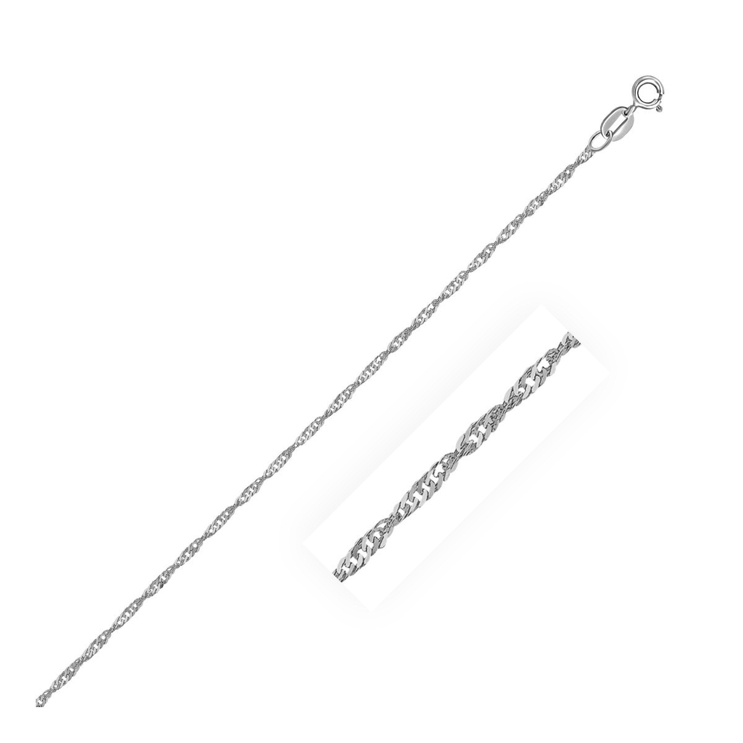 10k White Gold Singapore Anklet 1.5mm 10"