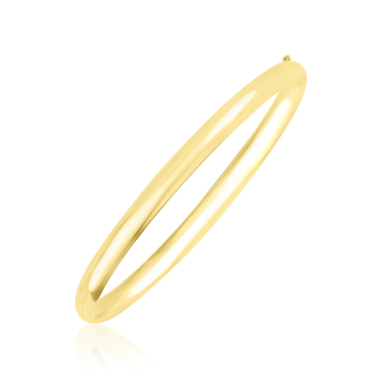 10k Yellow Gold Dome Style Shiny Bangle 7"