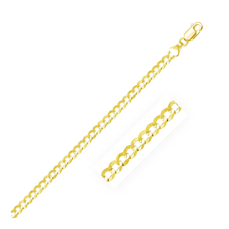 3.6mm 14k Yellow Gold Solid Curb Chain