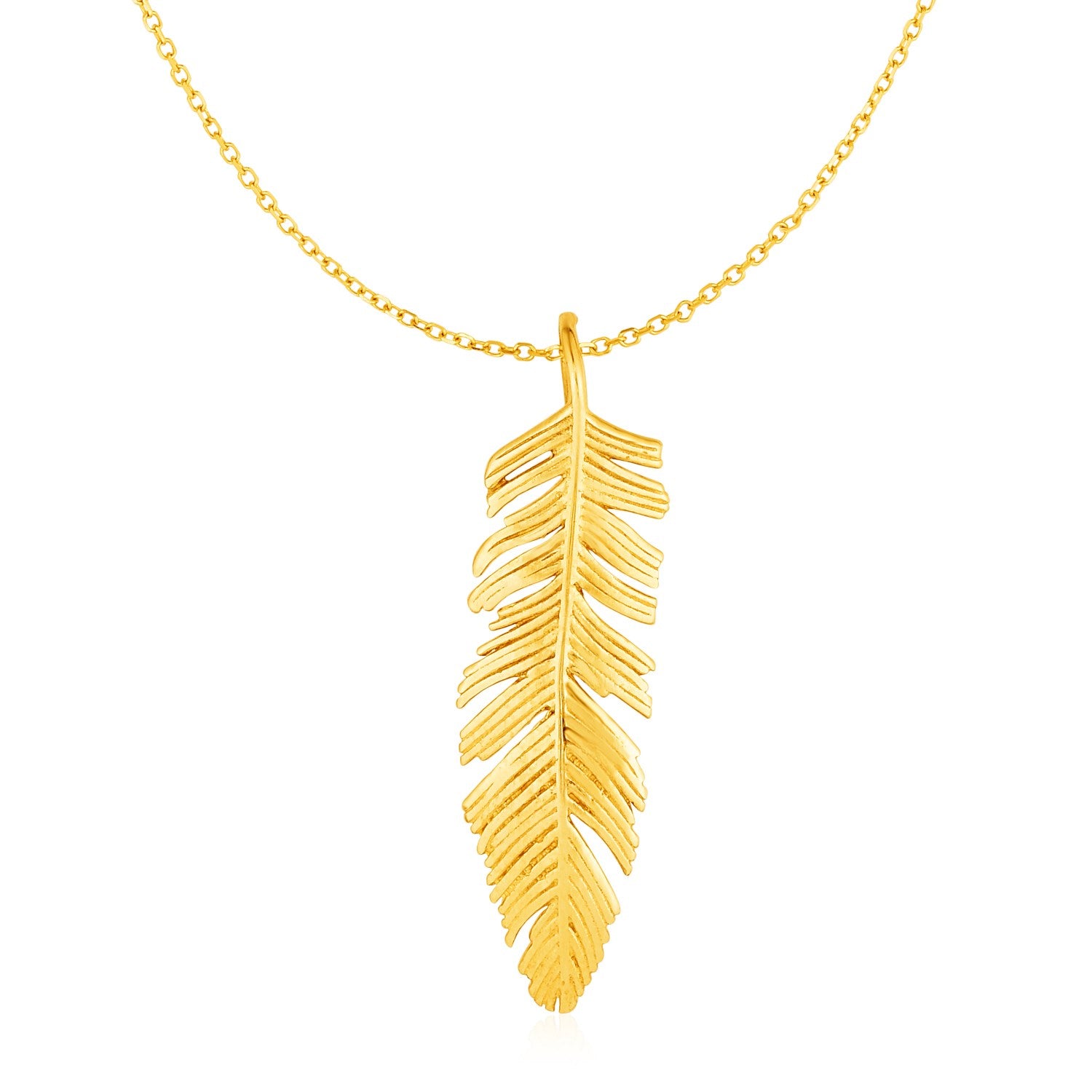 Feather Pendant in 10k Yellow Gold - 18 - Jewelry
