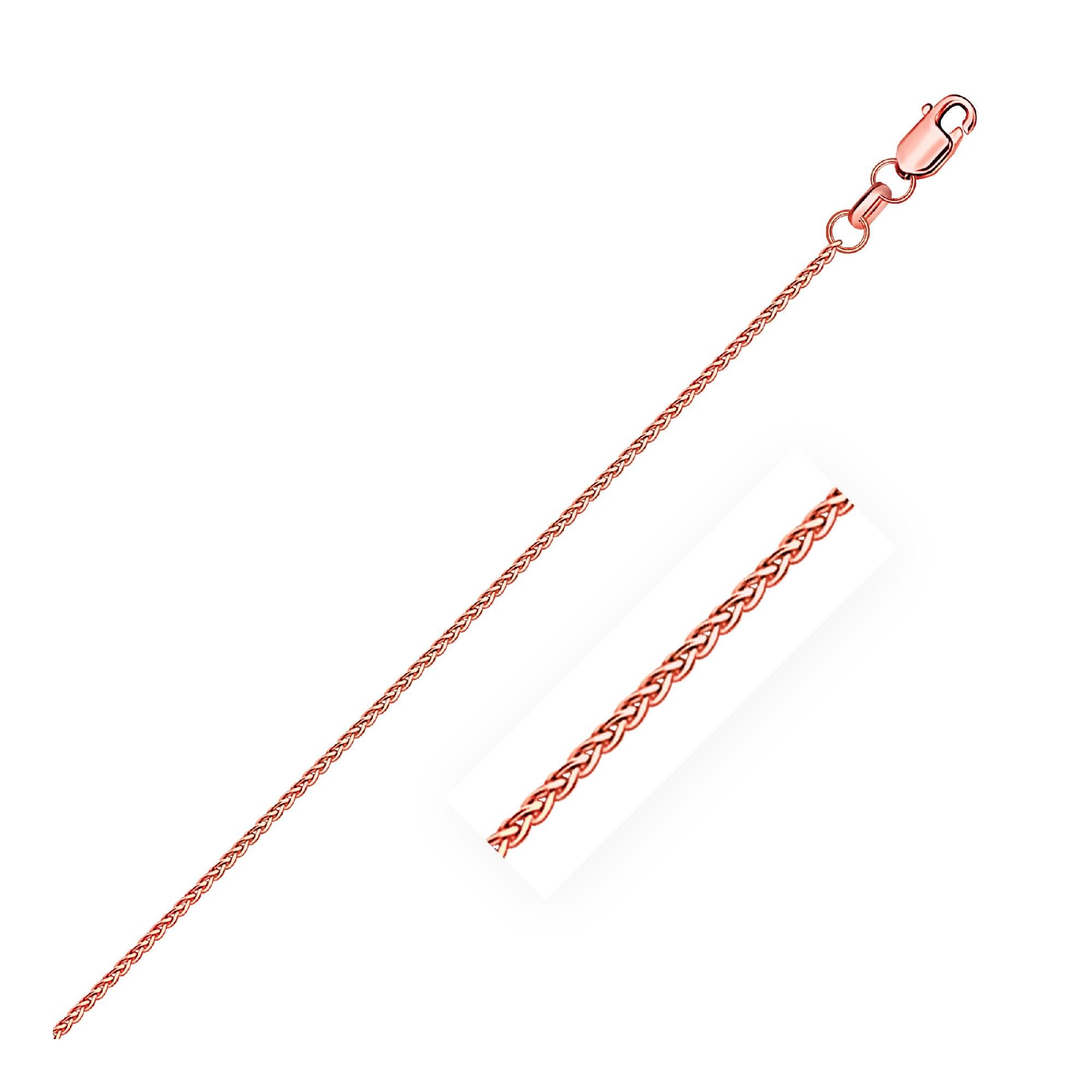 14k Rose Gold Diamond Cut Round Wheat Chain 1.1mm - 18" - Jewelry