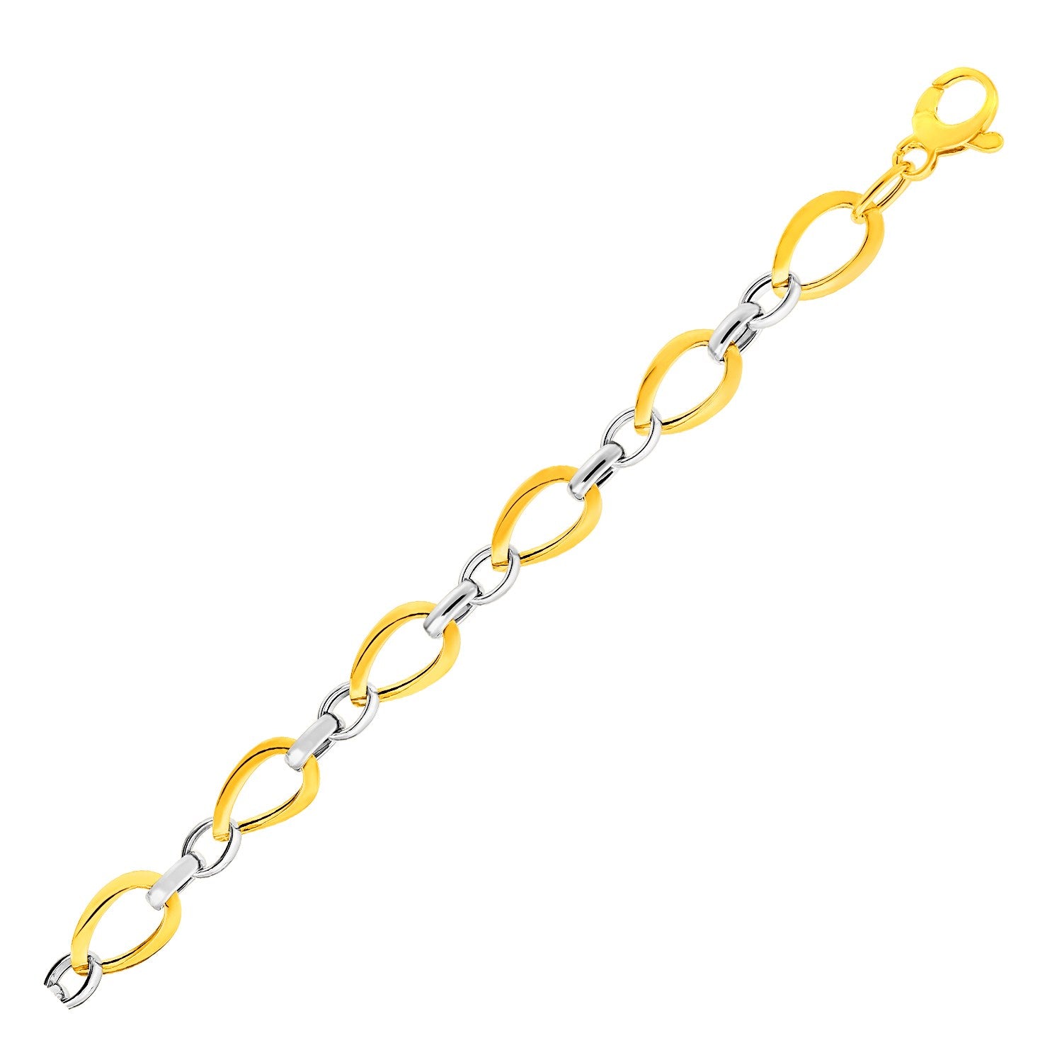 Twisted Oval Chain Bracelet in 14k Two Tone Gold 7.75"