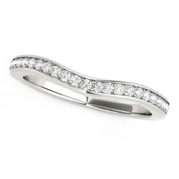 14k White Gold Curved Diamond Wedding Band (1/6 cttw) - 8.5 - Jewelry